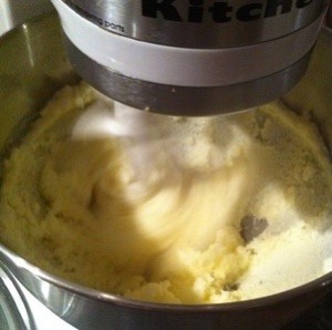 If you look closely you can see the heart shape in the dough as the mixer was turning.
